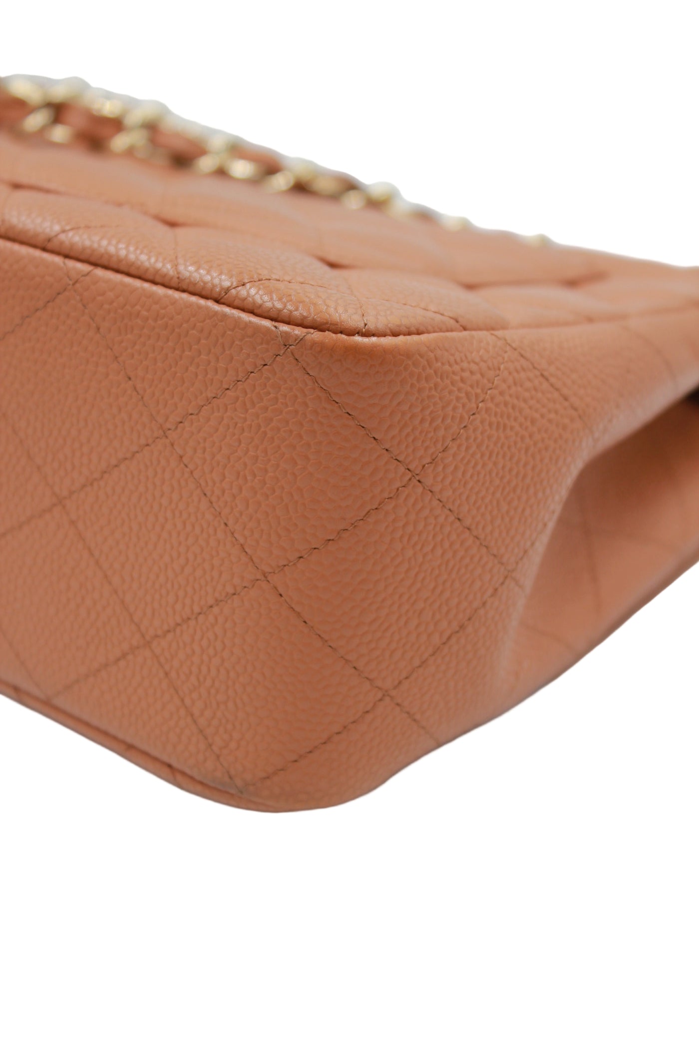 CHANEL Rare Vintage Jumbo Single Flap Caramel Caviar Leather With 24ct Gold Plated Hardware Handbag