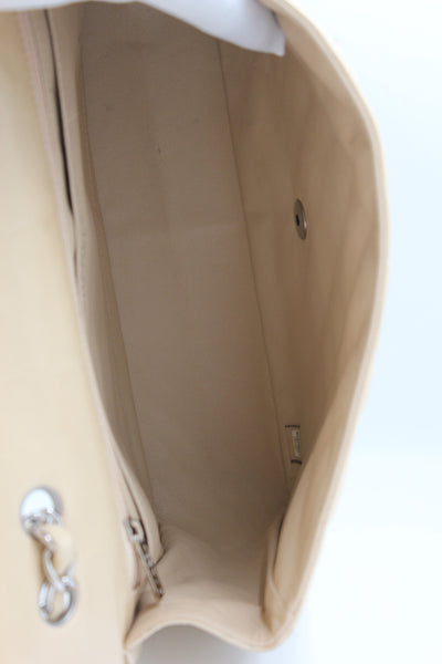 CHANEL Jumbo Single Flap Beige Clair Lambskin Leather Silver Hardware with box