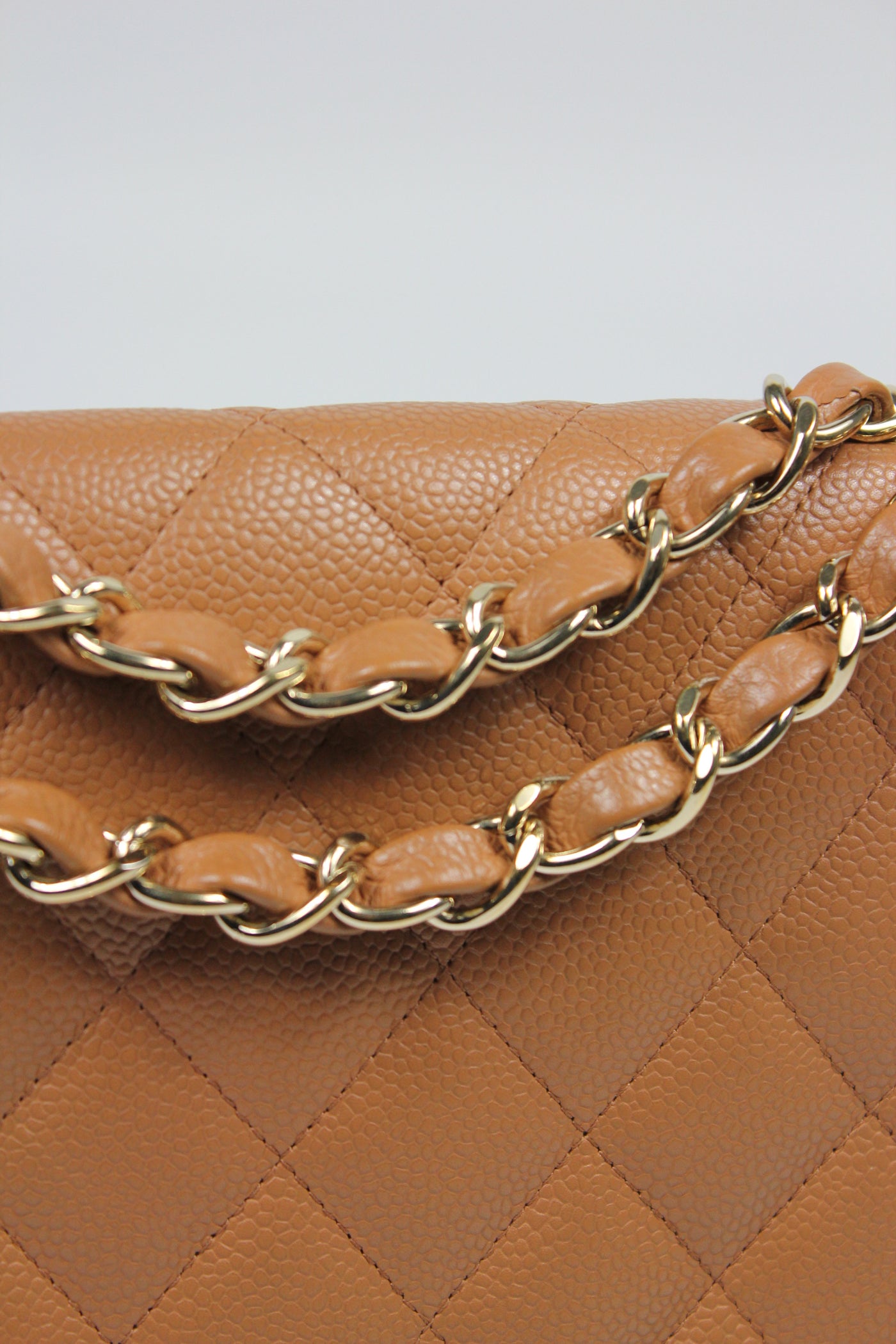 CHANEL Rare Vintage Jumbo Single Flap Caramel Caviar Leather With 24ct Gold Plated Hardware Handbag