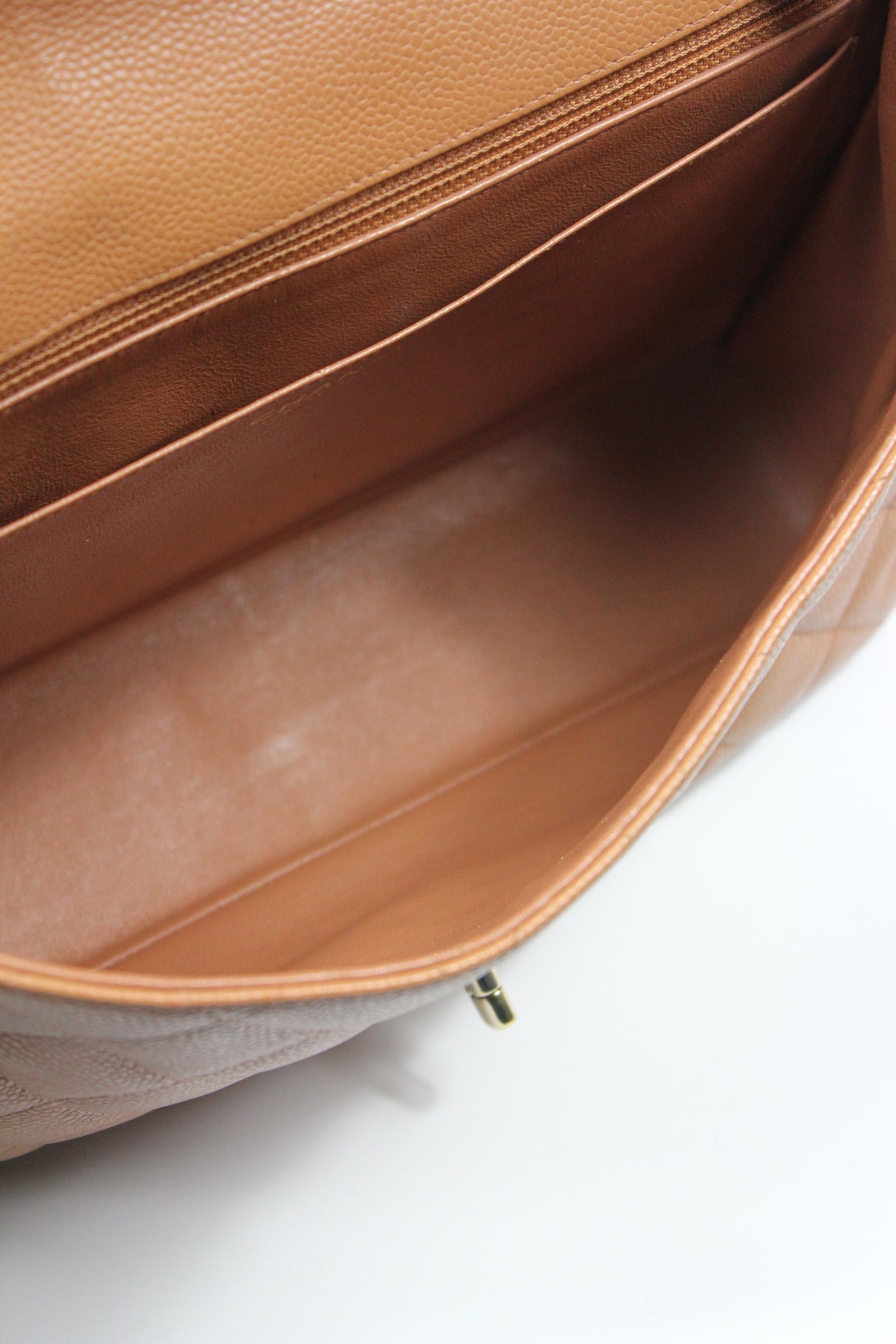 CHANEL Rare Vintage Jumbo Single Flap Caramel Caviar Leather With 24ct Gold Plated Hardware Handbag