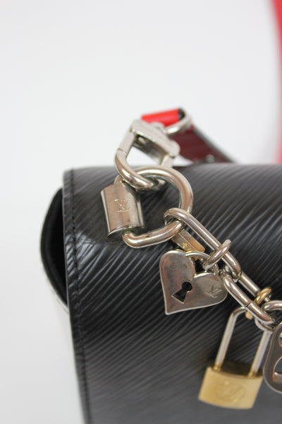LOUIS VUITTON Twist MM Love Lock Charm Limited Edition Epi leather Black White Red - Full set ( Box, dust bag, receipt)