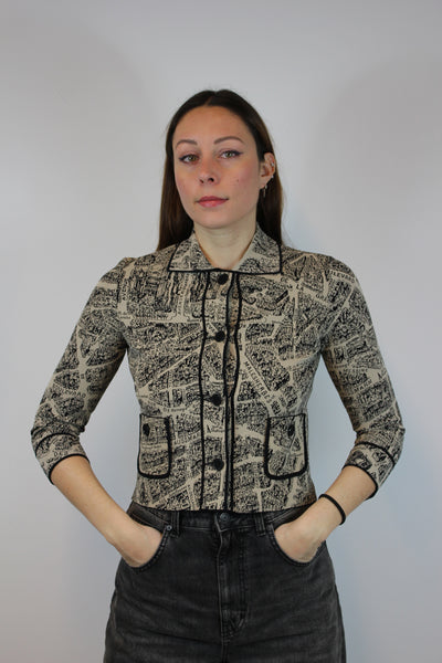 CHRISTIAN DIOR Plan de Paris Cropped Jacket Jacquard Taffeta size 34