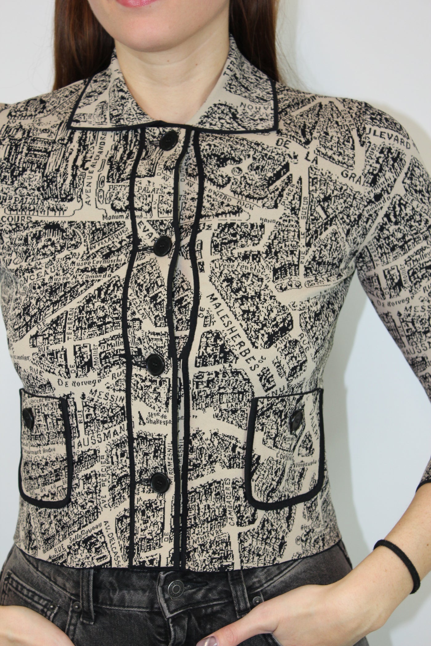 CHRISTIAN DIOR Plan de Paris Cropped Jacket Jacquard Taffeta size 34