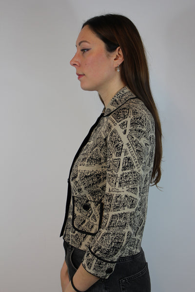 CHRISTIAN DIOR Plan de Paris Cropped Jacket Jacquard Taffeta size 34