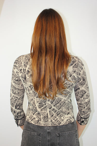 CHRISTIAN DIOR Plan de Paris Cropped Jacket Jacquard Taffeta size 34