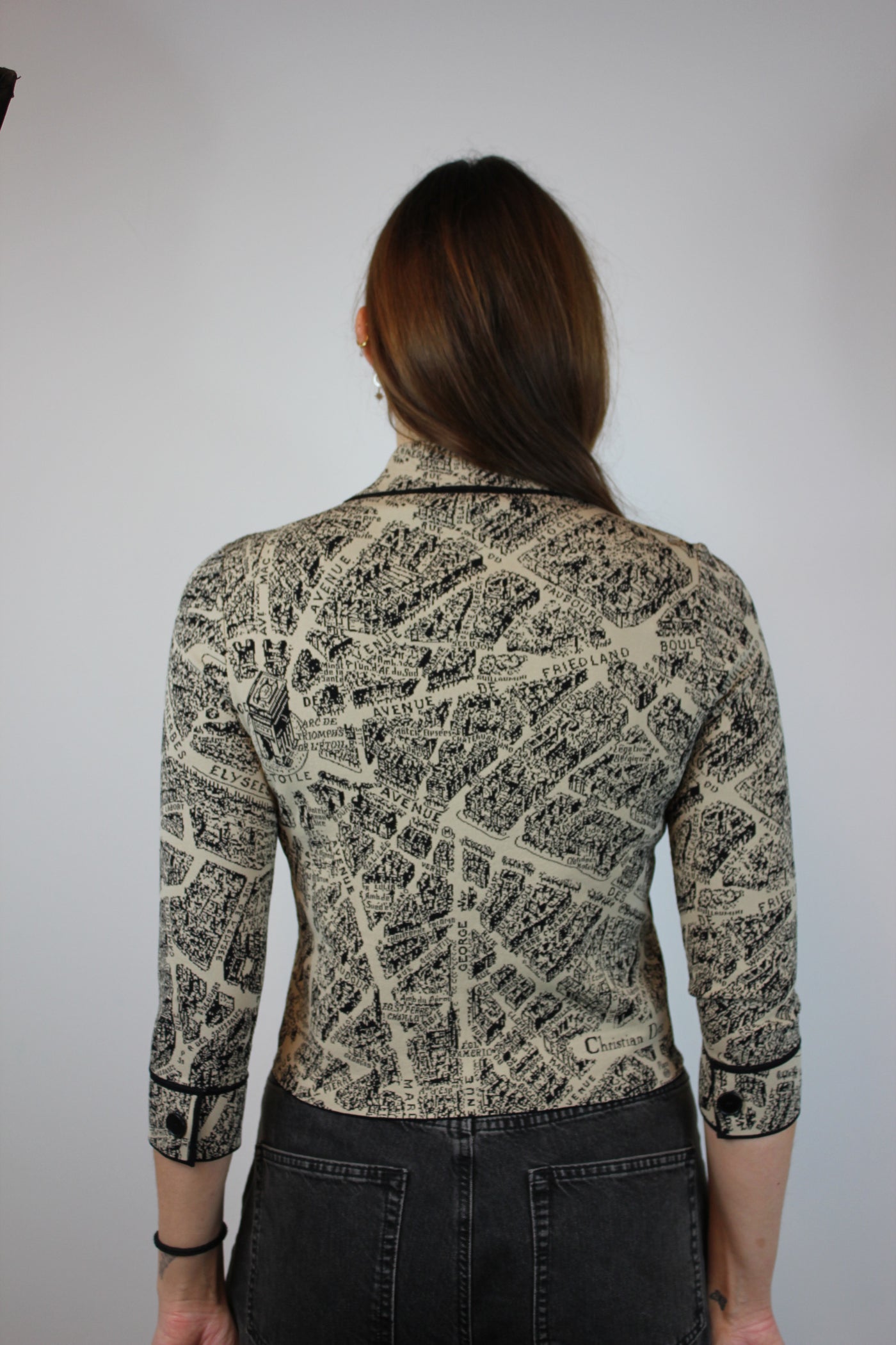 CHRISTIAN DIOR Plan de Paris Cropped Jacket Jacquard Taffeta size 34