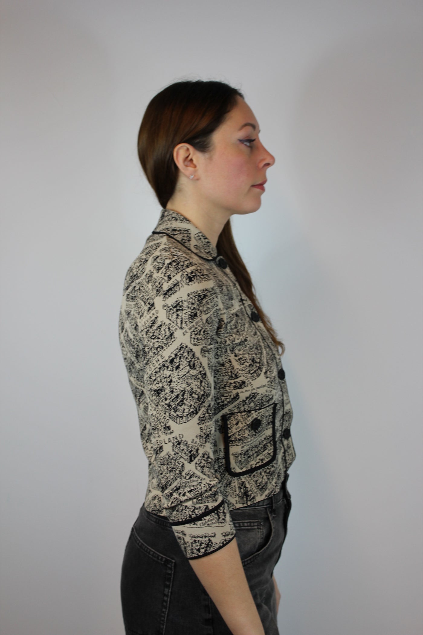 CHRISTIAN DIOR Plan de Paris Cropped Jacket Jacquard Taffeta size 34