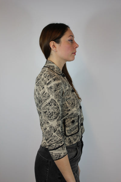 CHRISTIAN DIOR Plan de Paris Cropped Jacket Jacquard Taffeta size 34