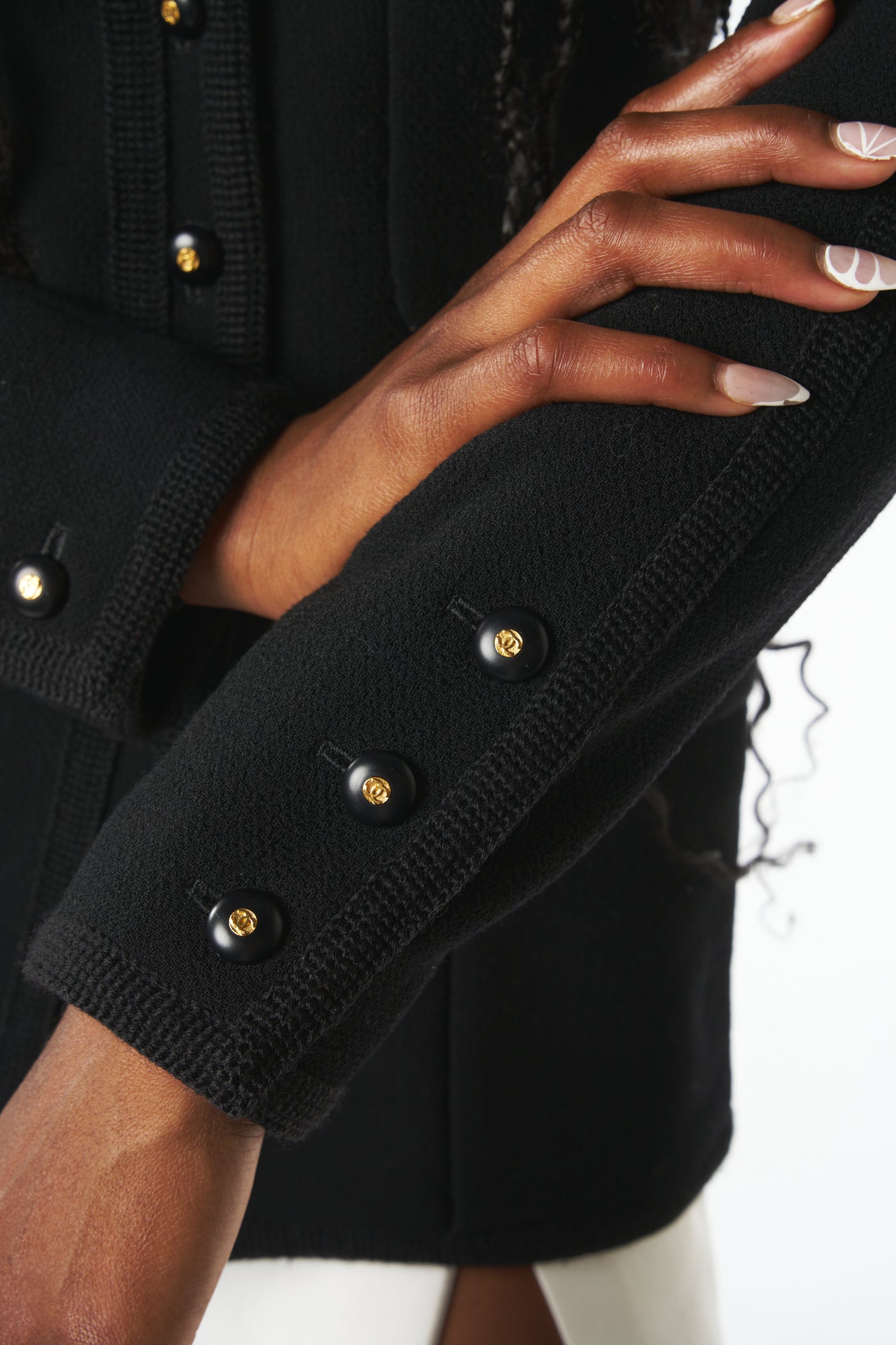 CHANEL vintage 1992 black jacket with gold cc buttons size 38