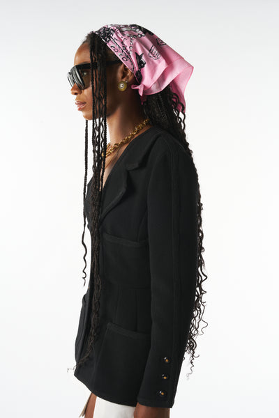 CHANEL vintage 1992 black jacket with gold cc buttons size 38