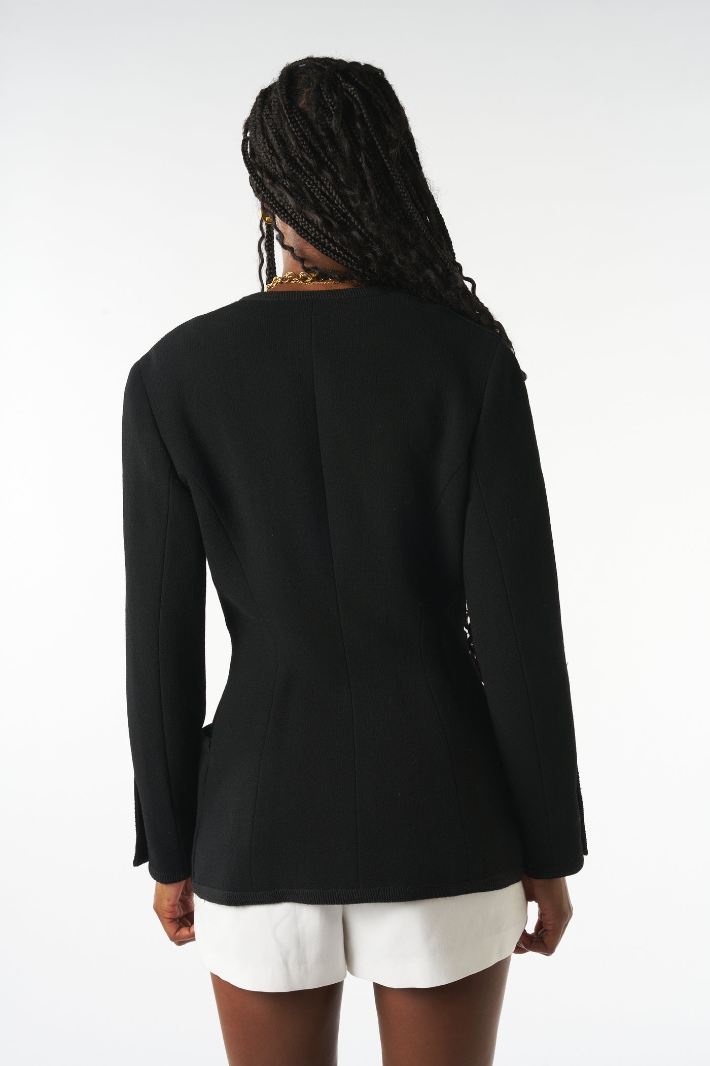 CHANEL vintage 1992 black jacket with gold cc buttons size 38