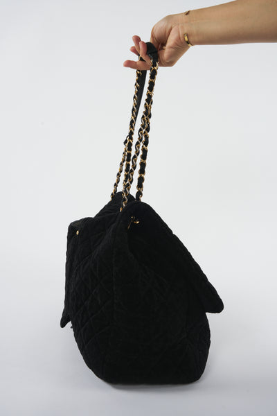 CHANEL XXL Airline runway terry velour single flap handbag