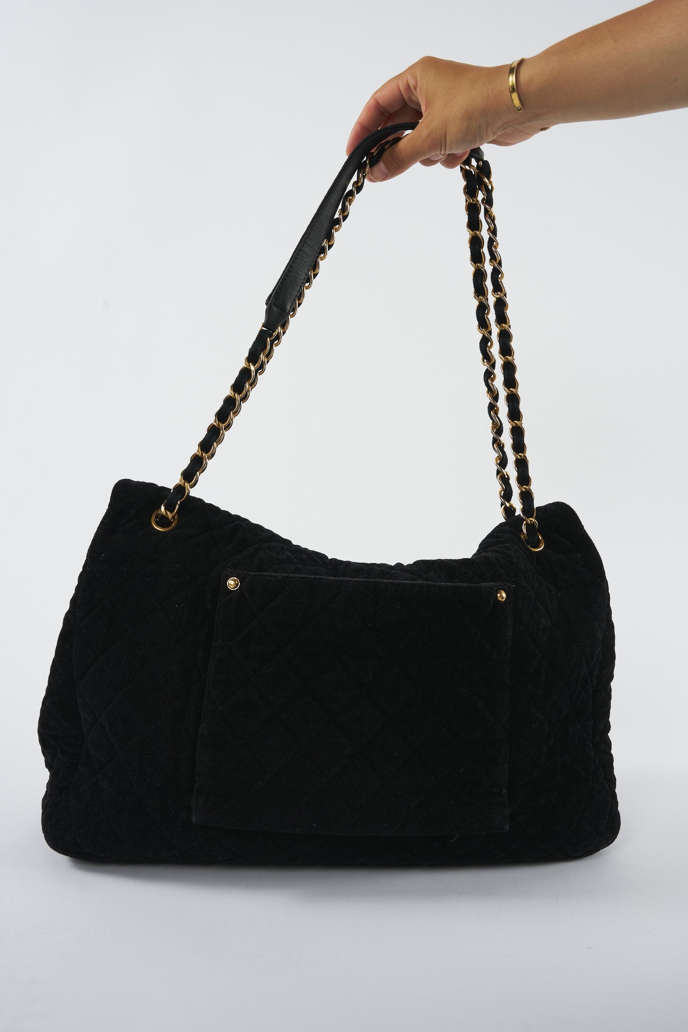 CHANEL XXL Airline runway terry velour single flap handbag