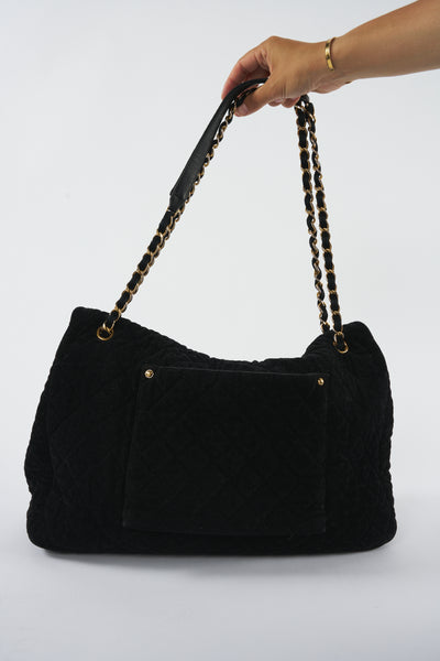 CHANEL XXL Airline runway terry velour single flap handbag