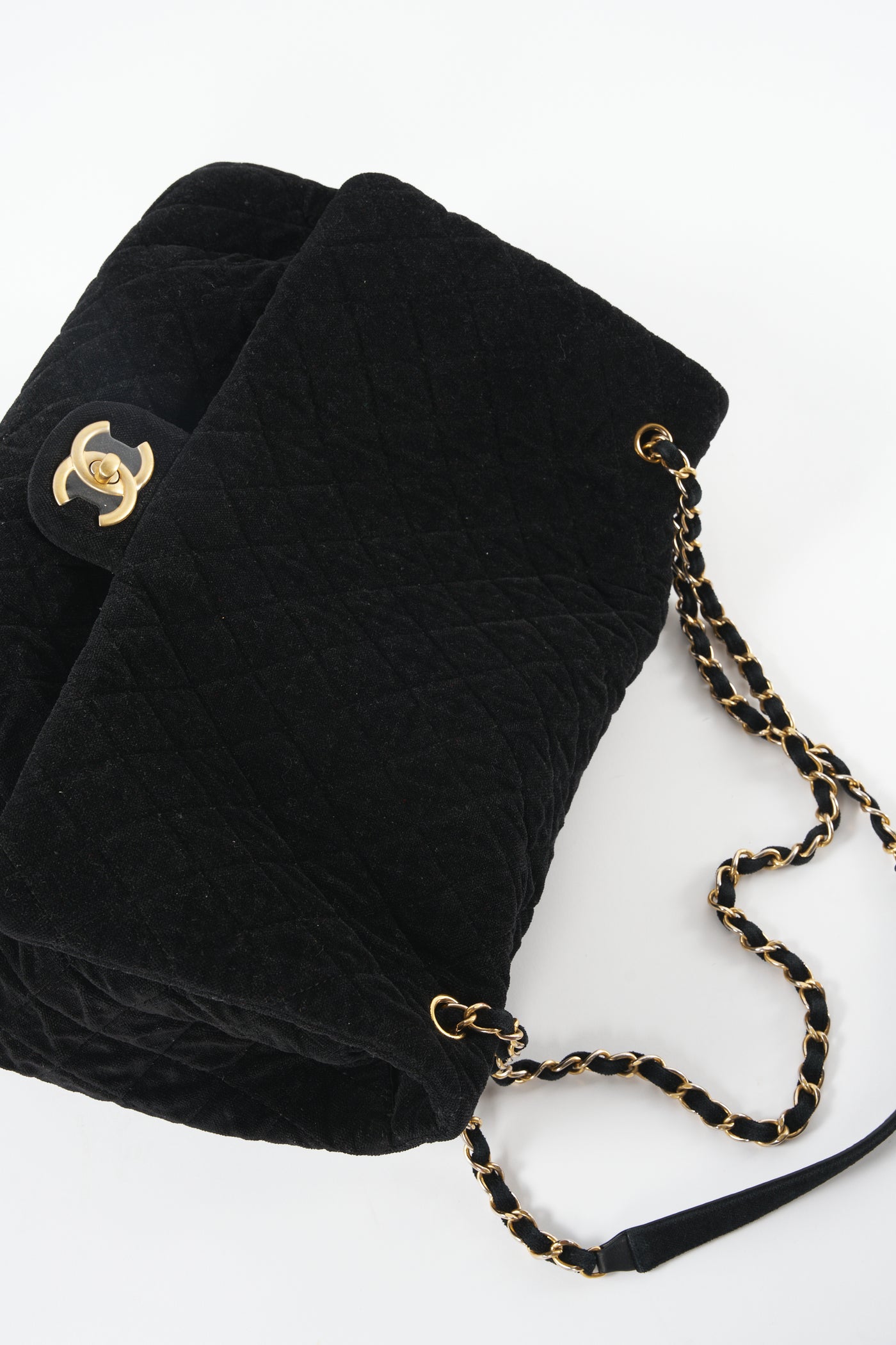 CHANEL XXL Airline runway terry velour single flap handbag