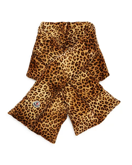 MONCLER Leopard velveteen puffer scarf RRP: $435