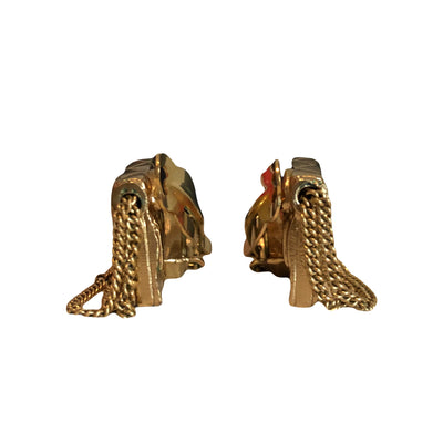 CHANEL Gold Quilted Flap Bag Clip On Earrings 02P