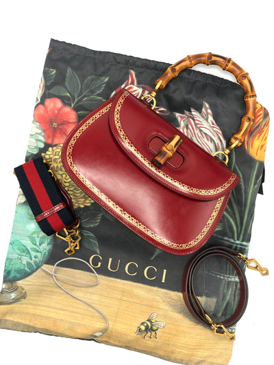 GUCCI Top Handle Frame Bamboo Handbag with two straps RRP: $3700