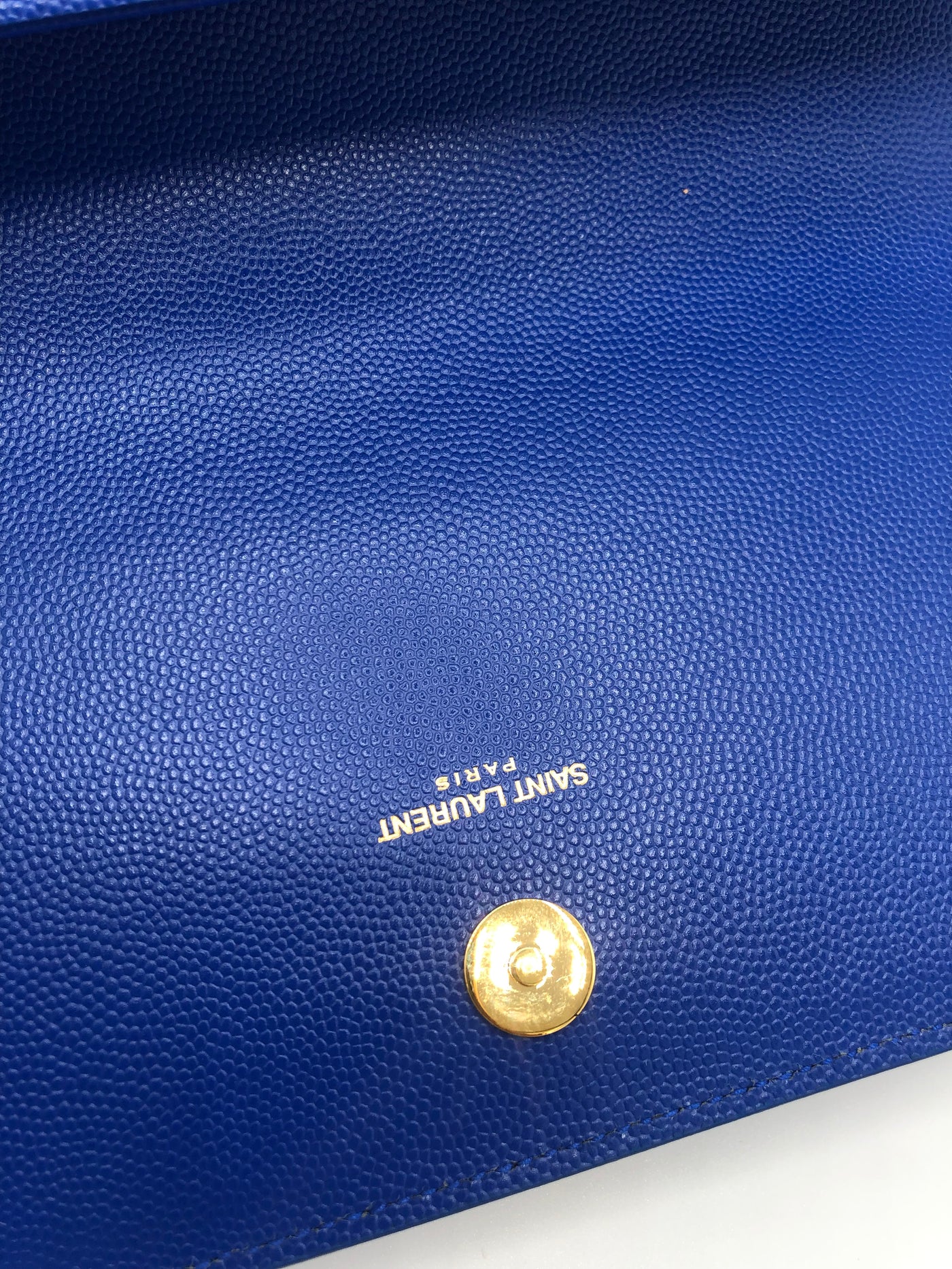 SAINT LAURENT Kate Monogram Grain de Poudre Blue clutch RRP: £885