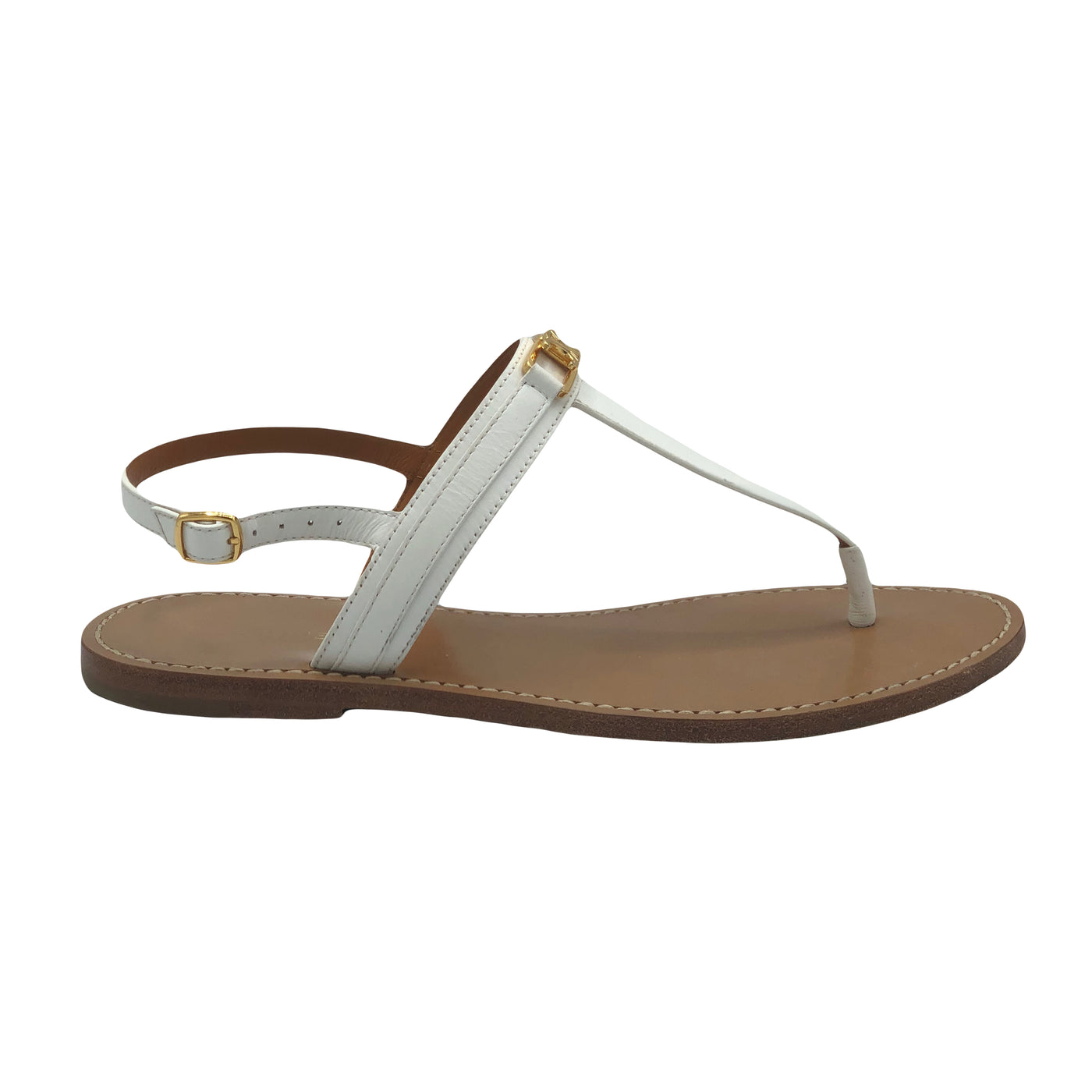 CELINE white triomphe thong sandals size 38 RRP: £590