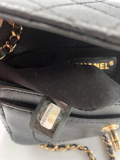 CHANEL Pouch On Chain with Champagne Gold Hardware