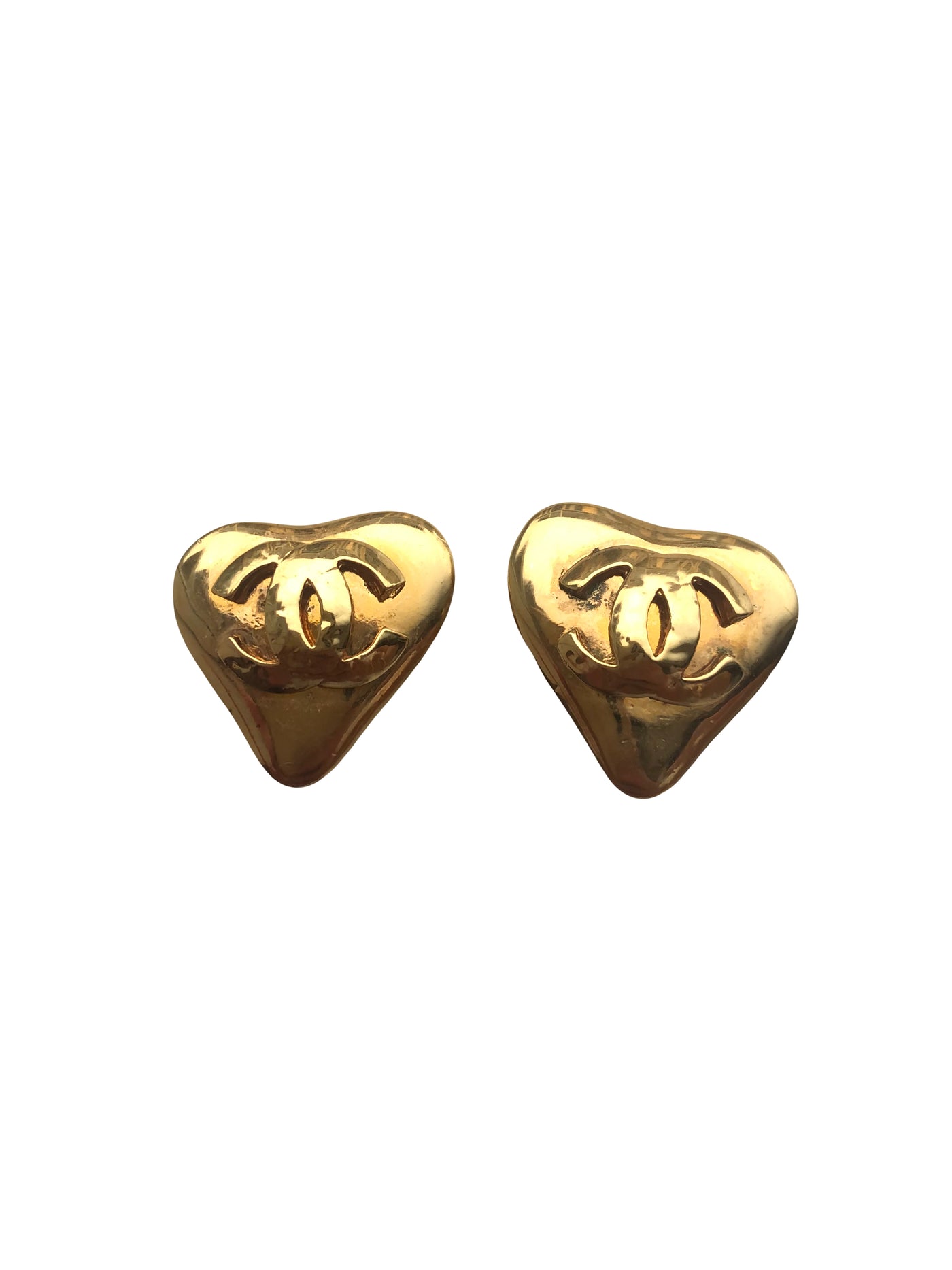CHANEL Heart Gold clip on vintage spring 1993