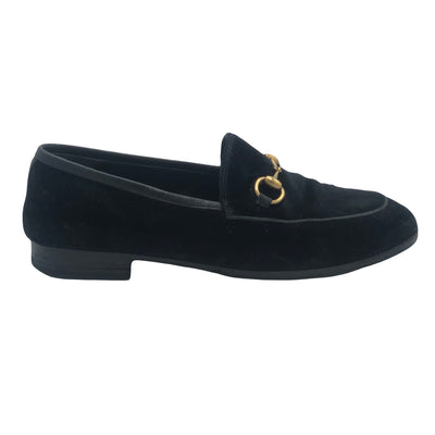 GUCCI Jordaan black velvet loafers size 36 RRP: £655