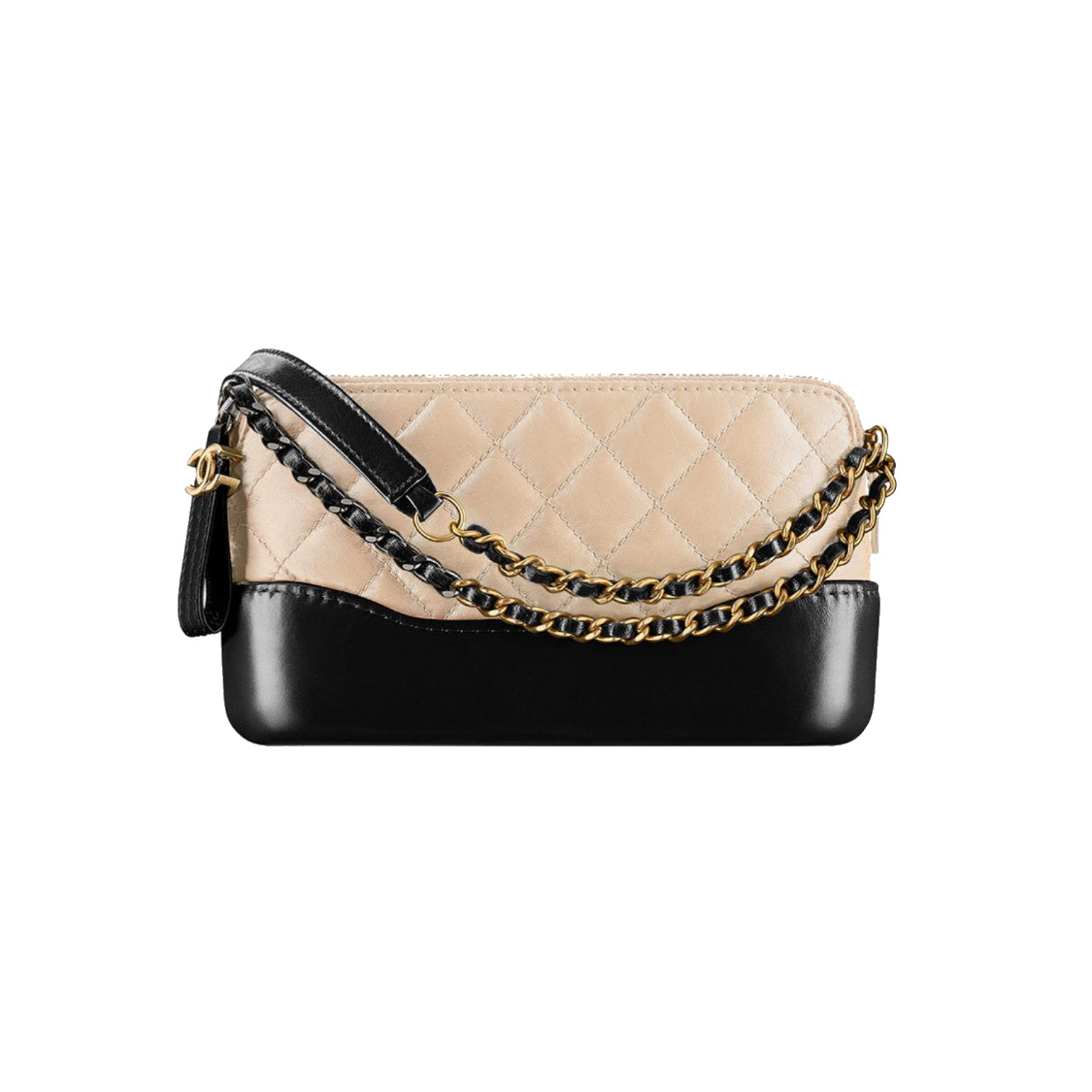 CHANEL Gabrielle clutch with two chains silver and gold