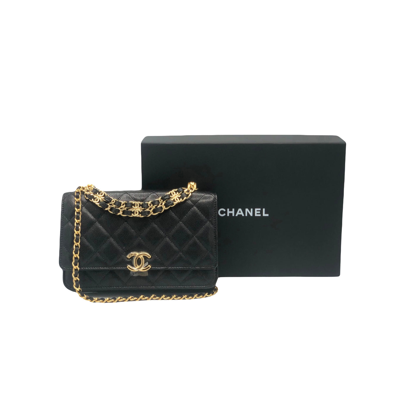 CHANEL WOC 2022 Caviar with CC chain Gold Hardware- BRAND NEW FULL SET