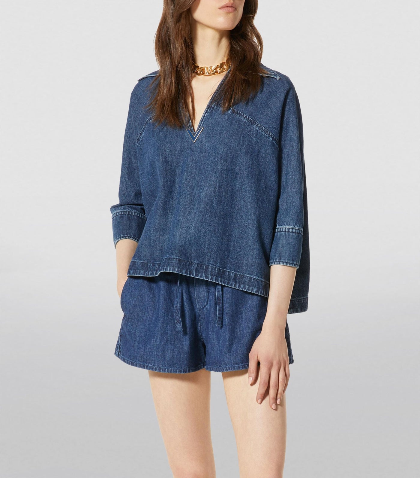 VALENTINO Denim V blouse size 38 RRP: £890