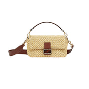 FENDI Baguette Raffia Woven Handbag with two detachable straps