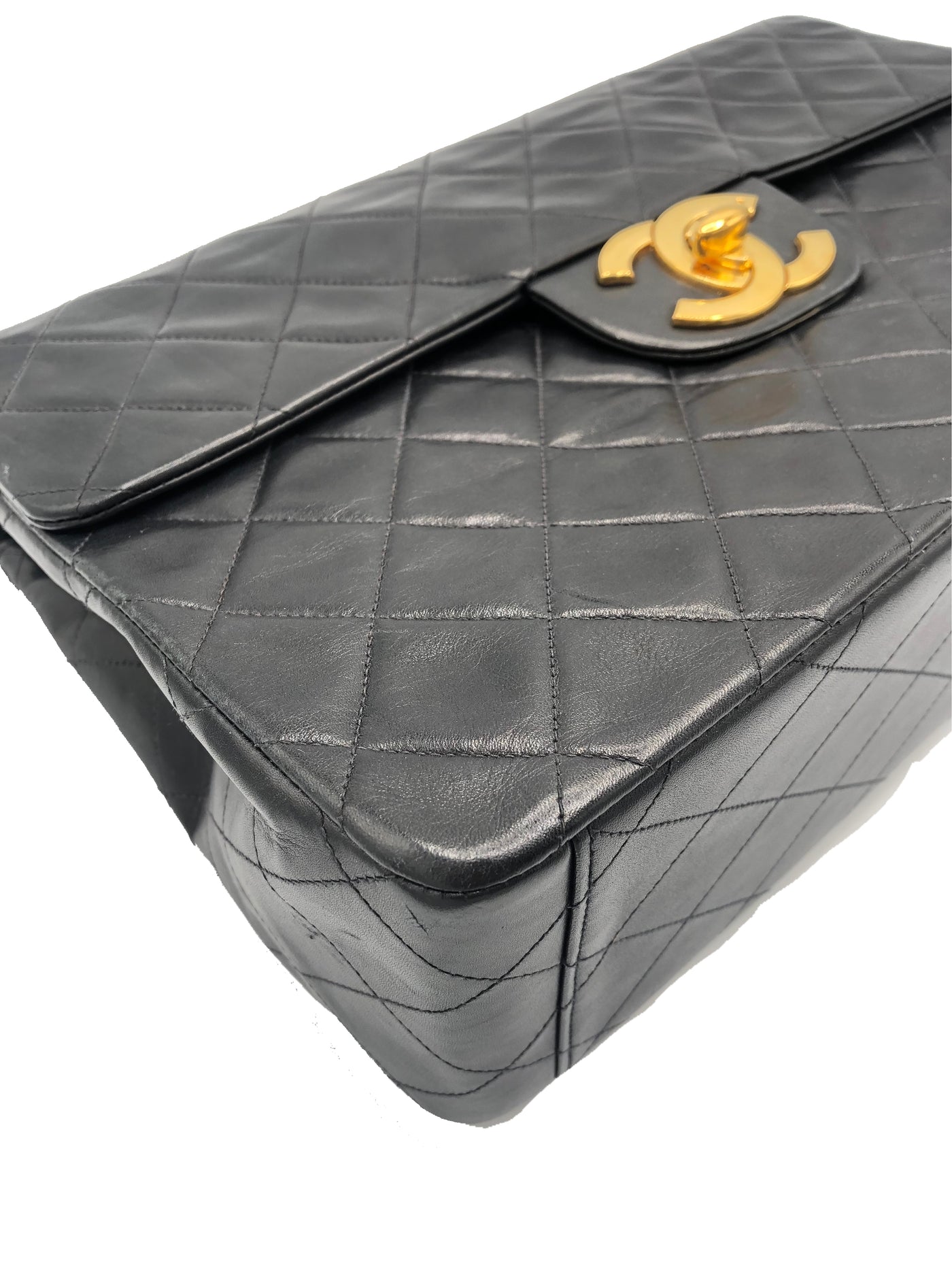 CHANEL VINTAGE 1991-1994 Maxi Flap Quilted Lambskin Gold Hardware Handbag