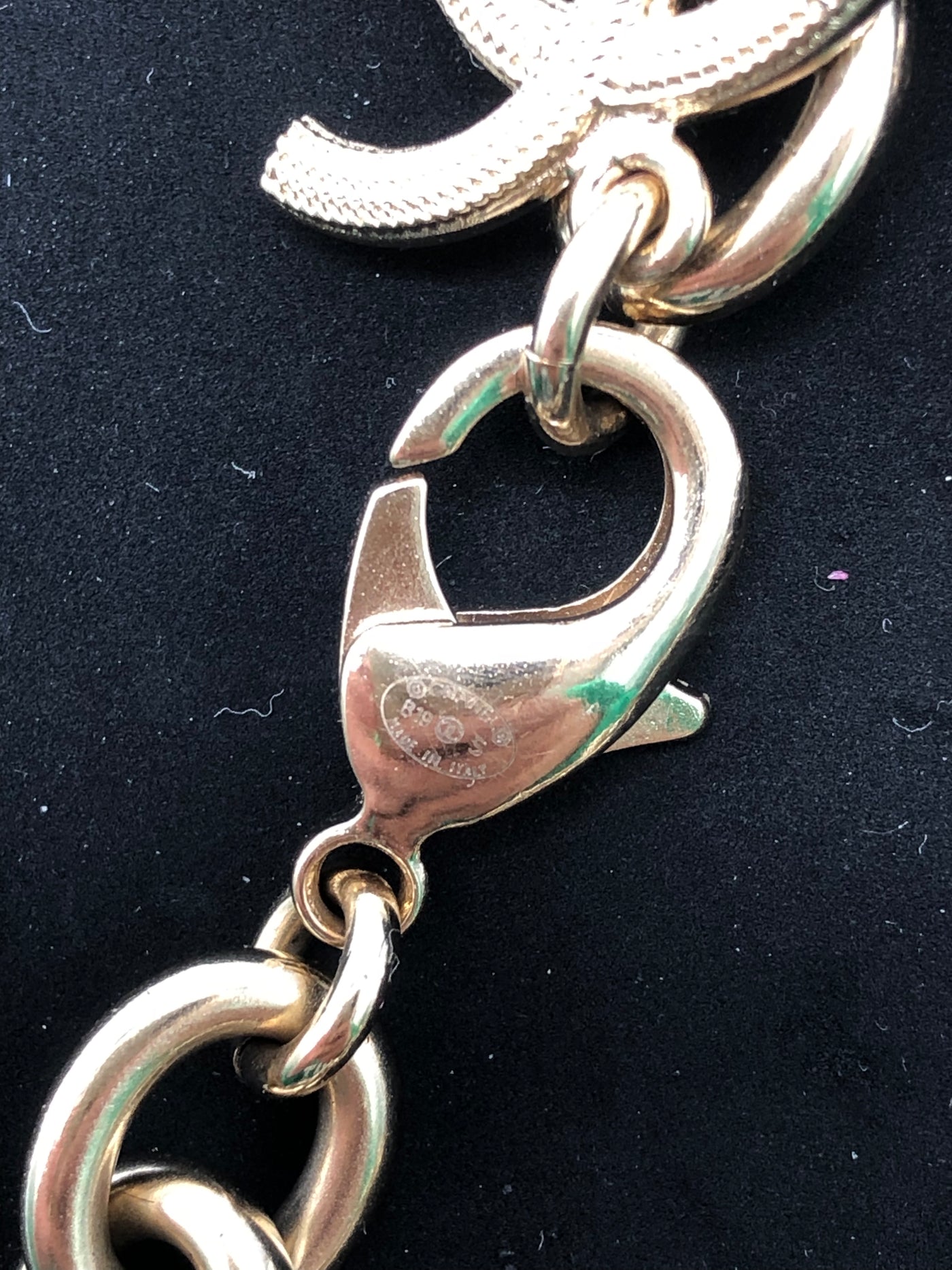 CHANEL Champagne Gold CC pendant bracelet with box