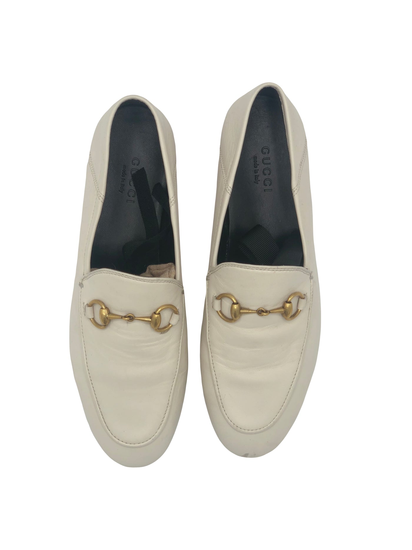 GUCCI Brixton white leather loafers size 36 RRP: £655