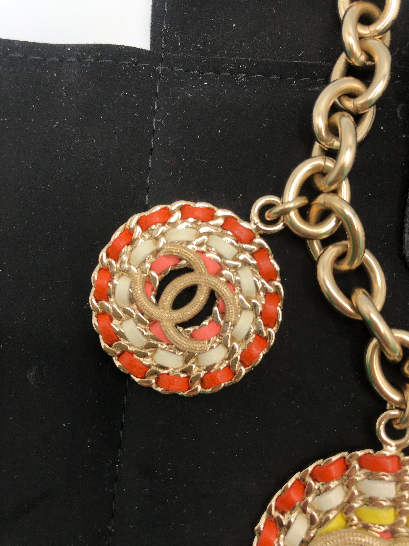 CHANEL Champagne Gold CC pendant bracelet with box
