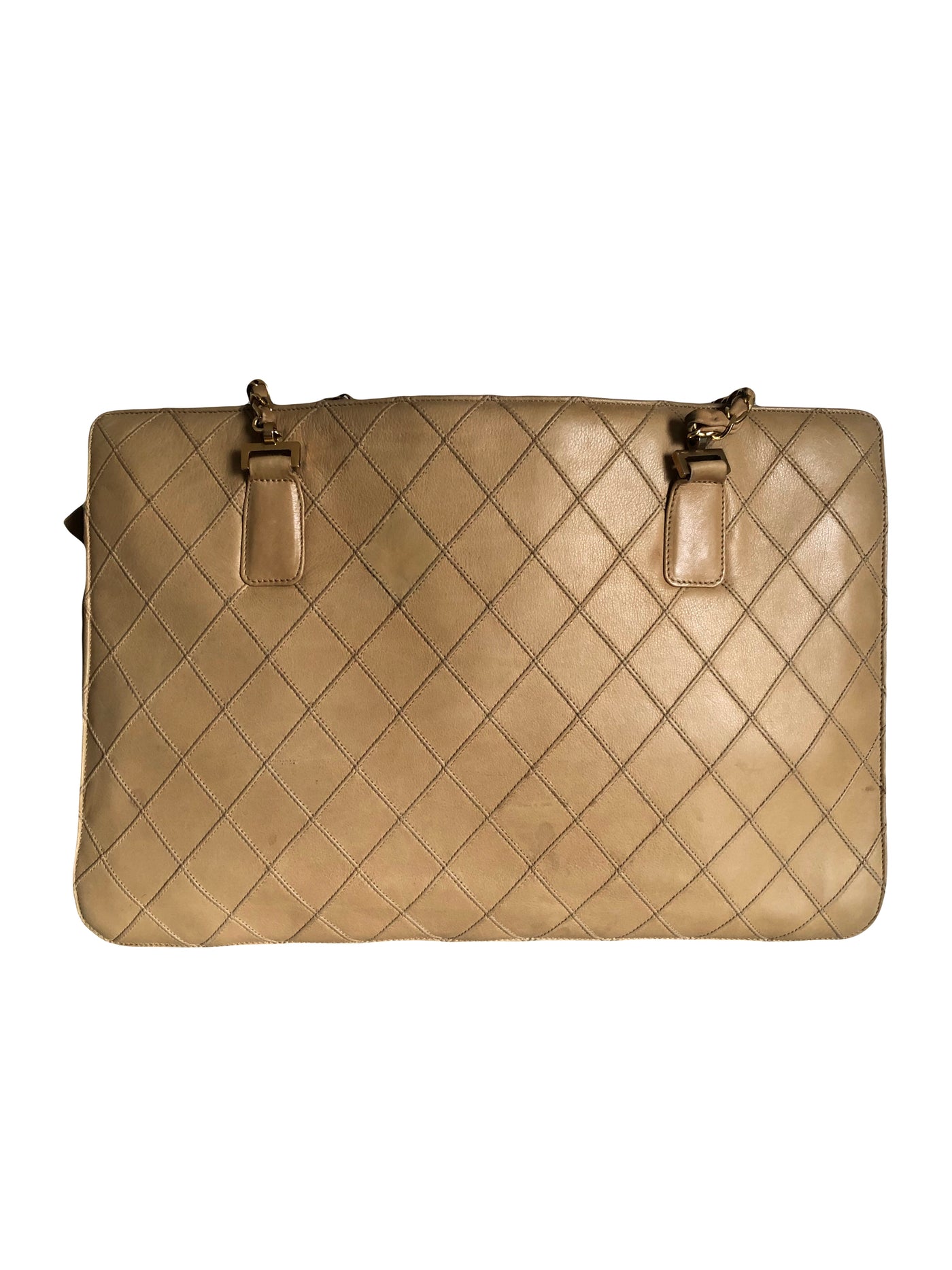 CHANEL vintage 1980's beige shopper bag with gold hardware – U & Moi