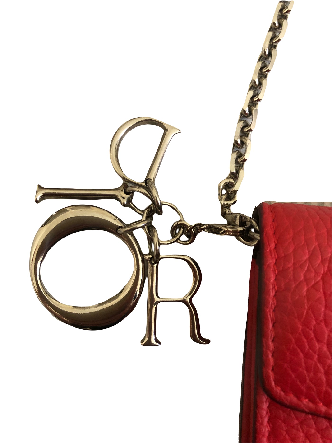 Christian DIOR Wallet On Chain Red Grain leather handbag