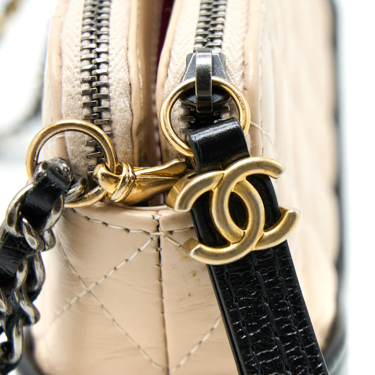 CHANEL Gabrielle clutch with two chains silver and gold – U & Moi