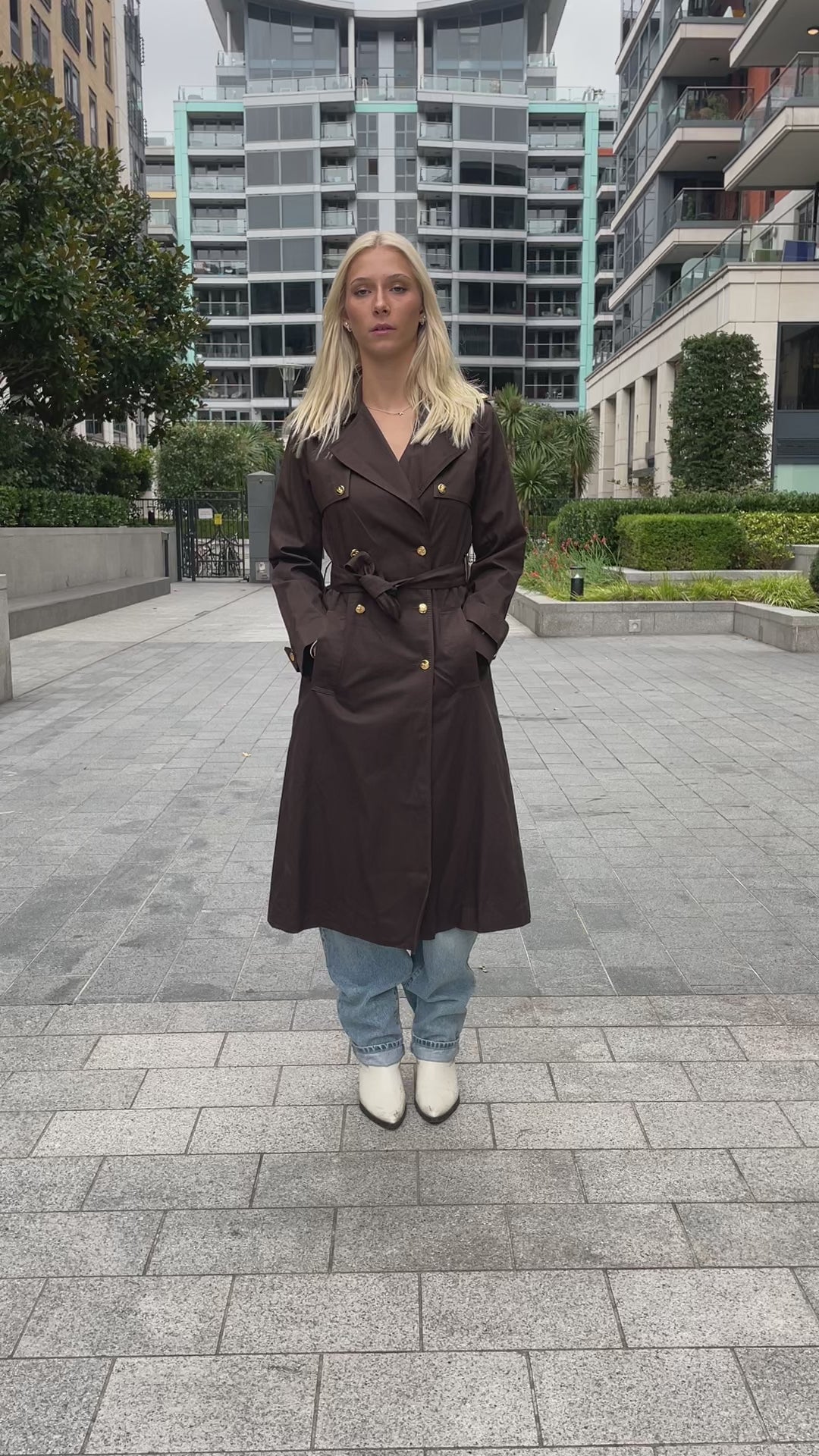 CELINE Vintage Trench coat Brown with Gold buttons size S – U & Moi