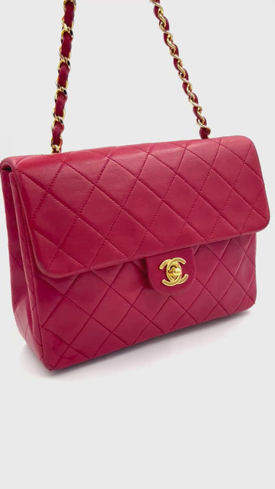 CHANEL vintage red leather handbag with 24ct gold plated hardware