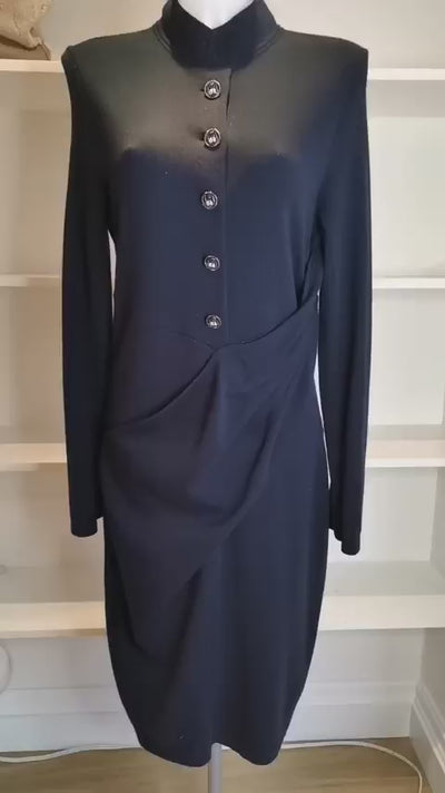 CHANEL Paris-Bombay navy wool dress size 42
