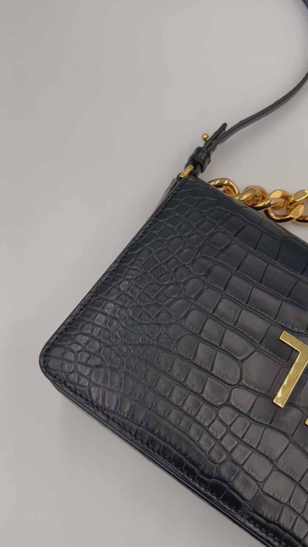 TOM FORD croc embossed handbag with gold chunky chain