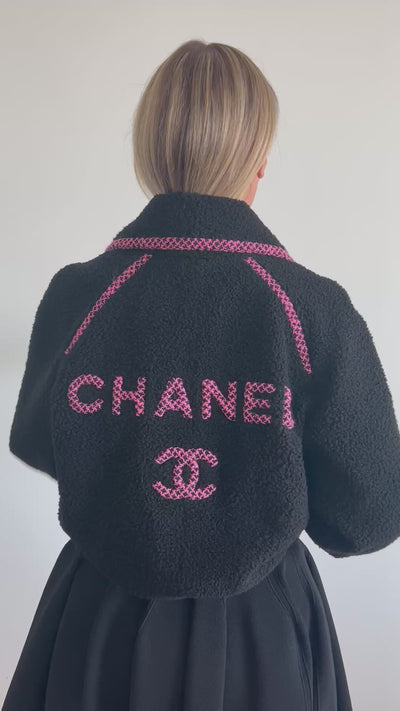 CHANEL COCO NEIGE Shearling Bomber Jacket size 42