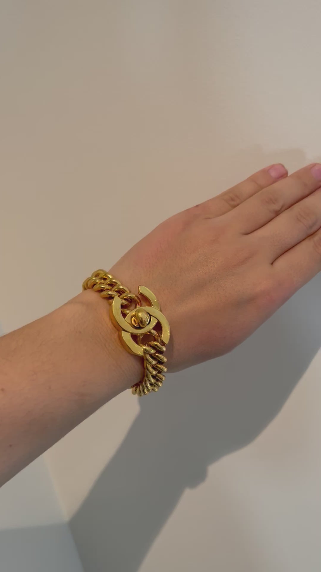 CHANEL gold turnlock bracelet vintage