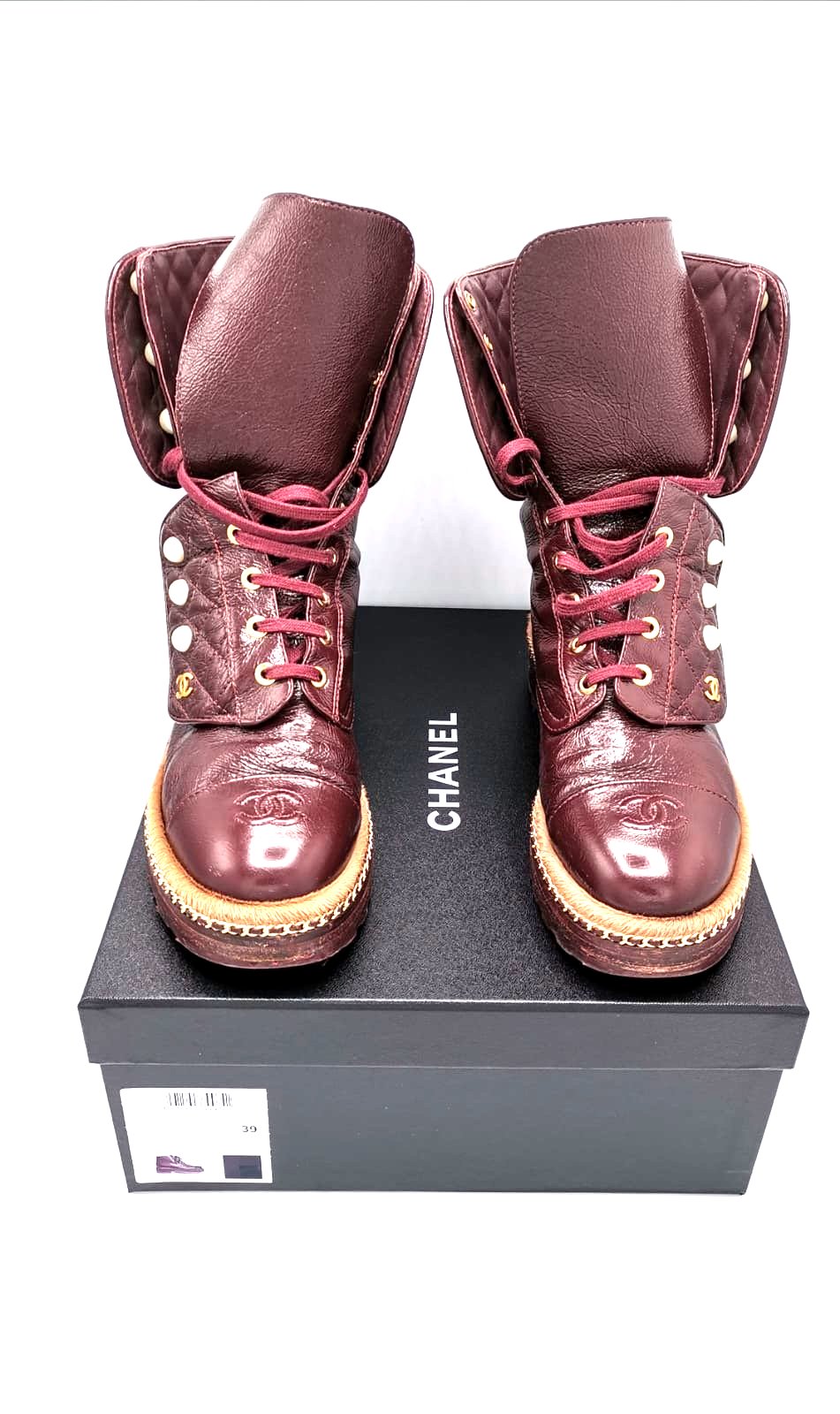 CHANEL combat boots size 38.5