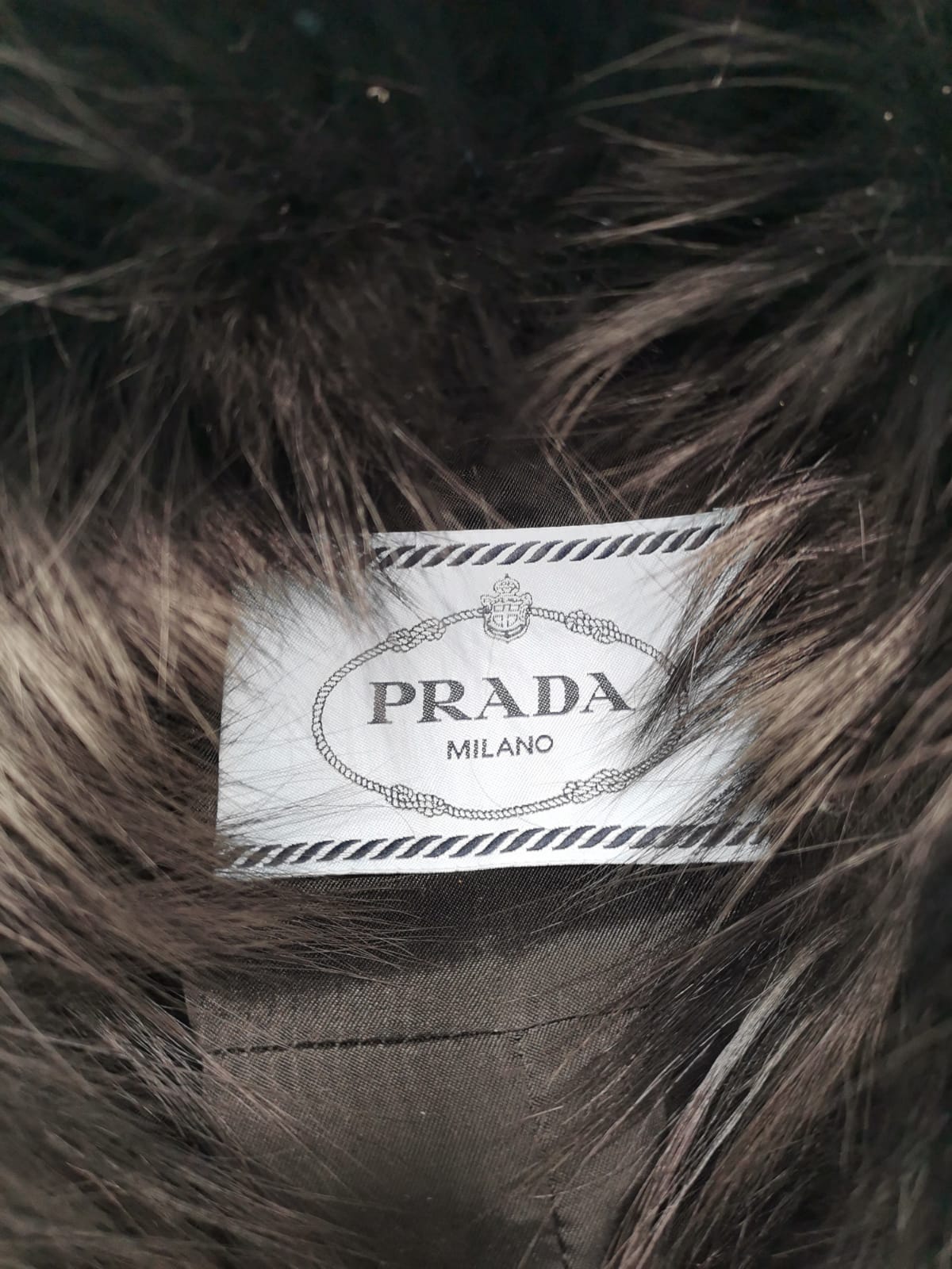 Prada black wool.coat with fur collar size 10uk