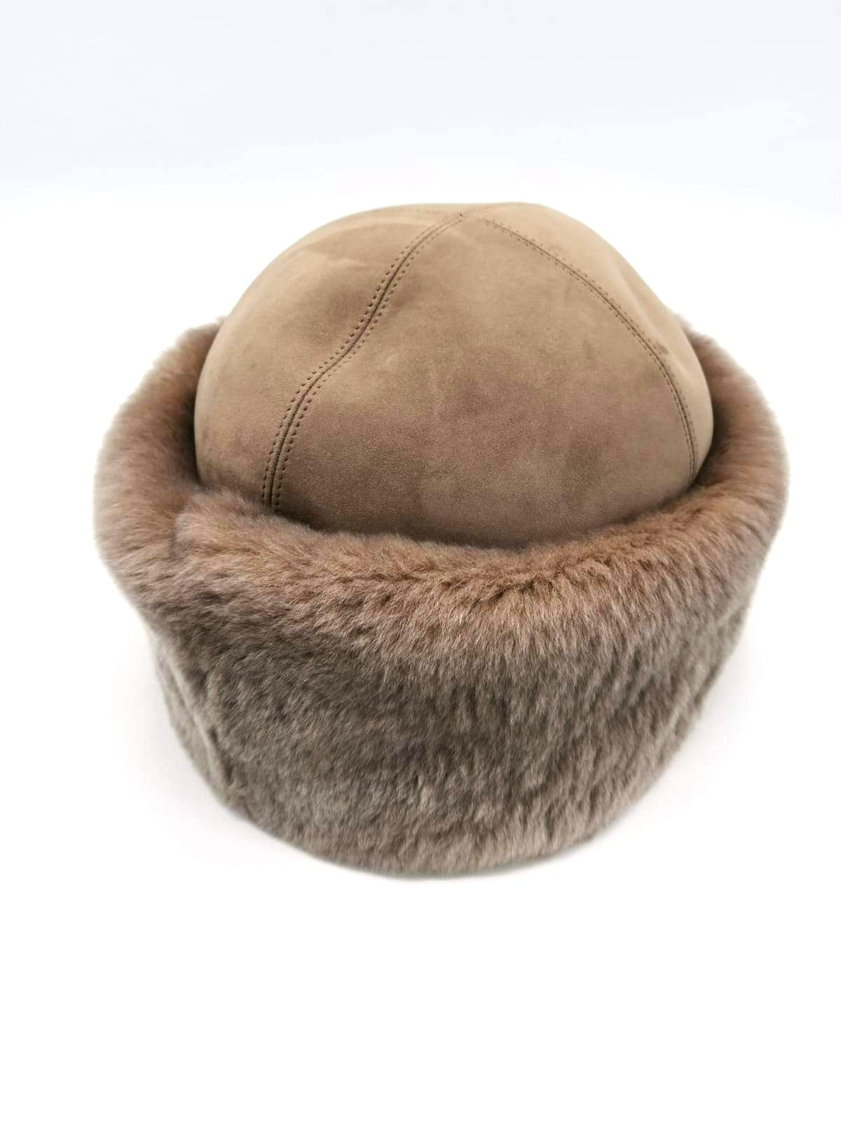 HERMES suede and fur hat size 56/M