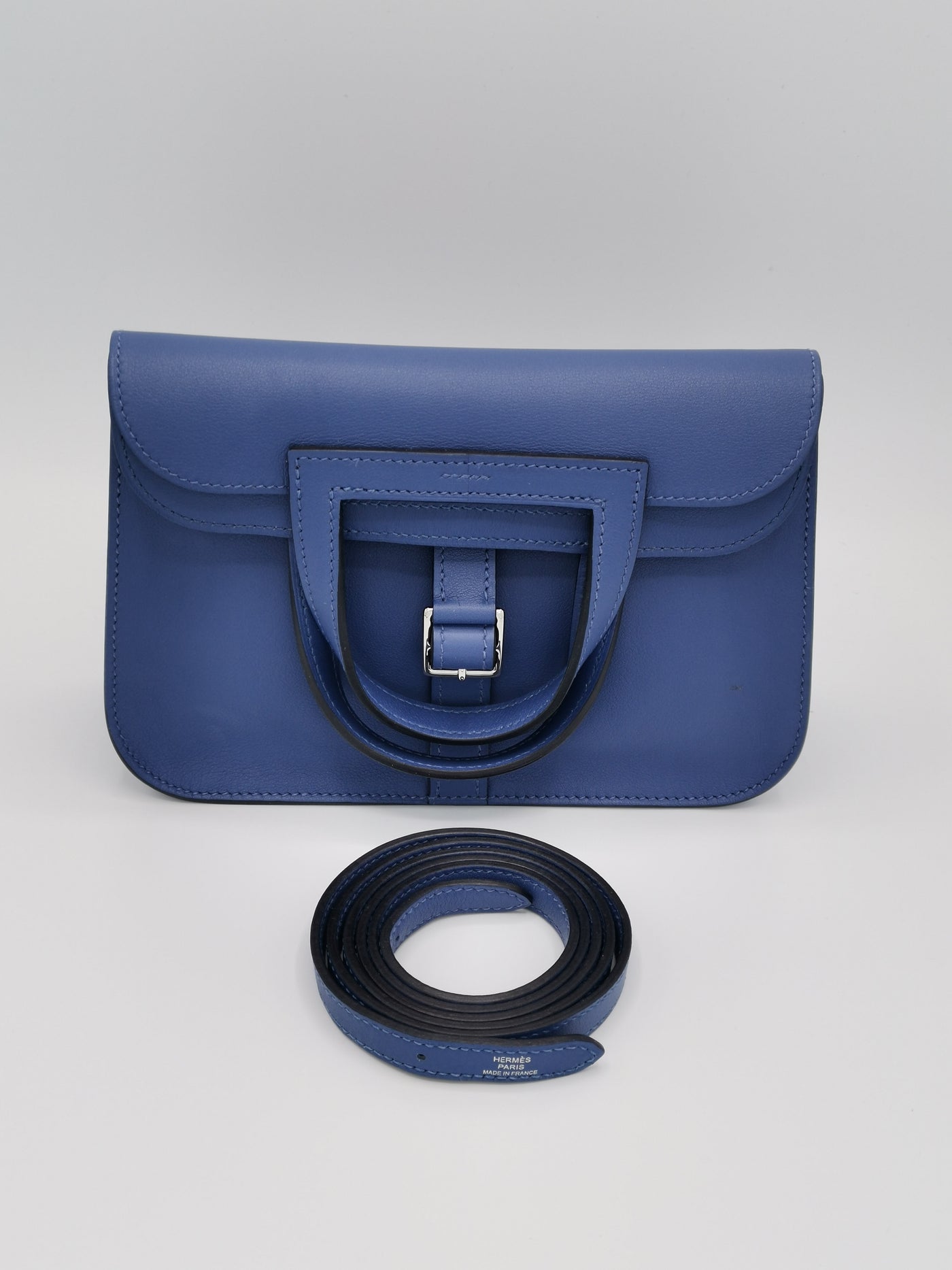 HERMES Mini Halzan blue agate swift leather RRP: £3250