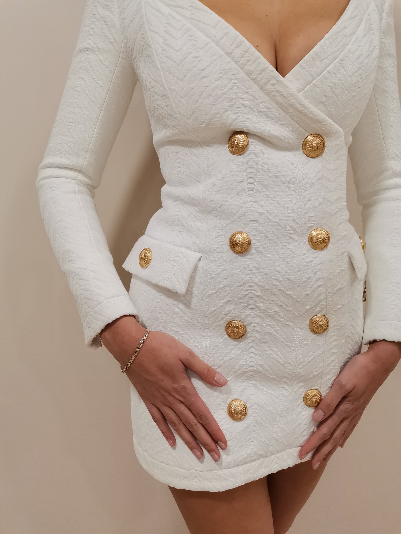 BALMAIN blazer dress with gold buttons brand new with tag and cover