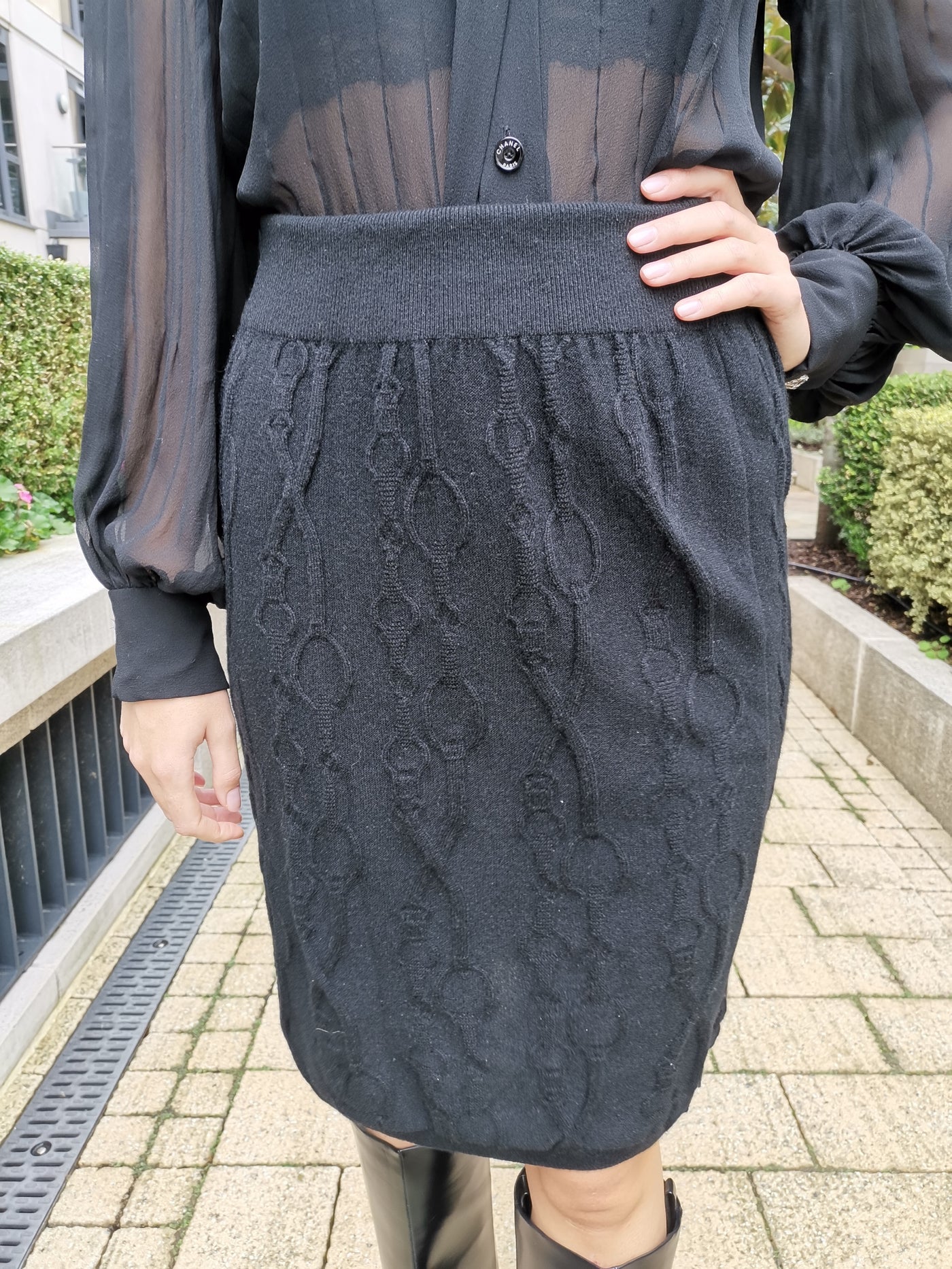 Hermes cashmere black skirt size 40fr